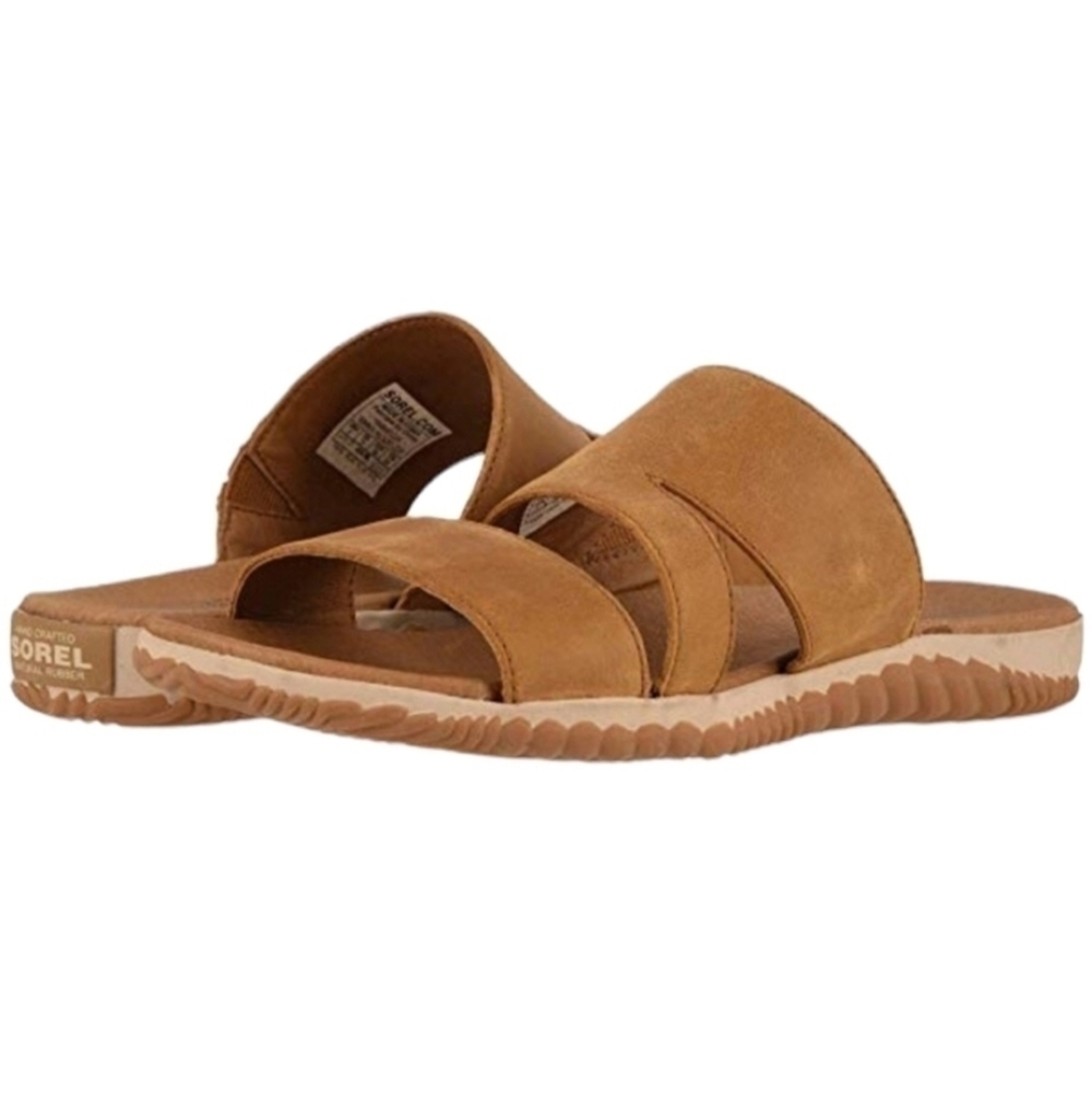 Sorel Women Comfort Leather Slide Camel  Sandals shoes sz 6